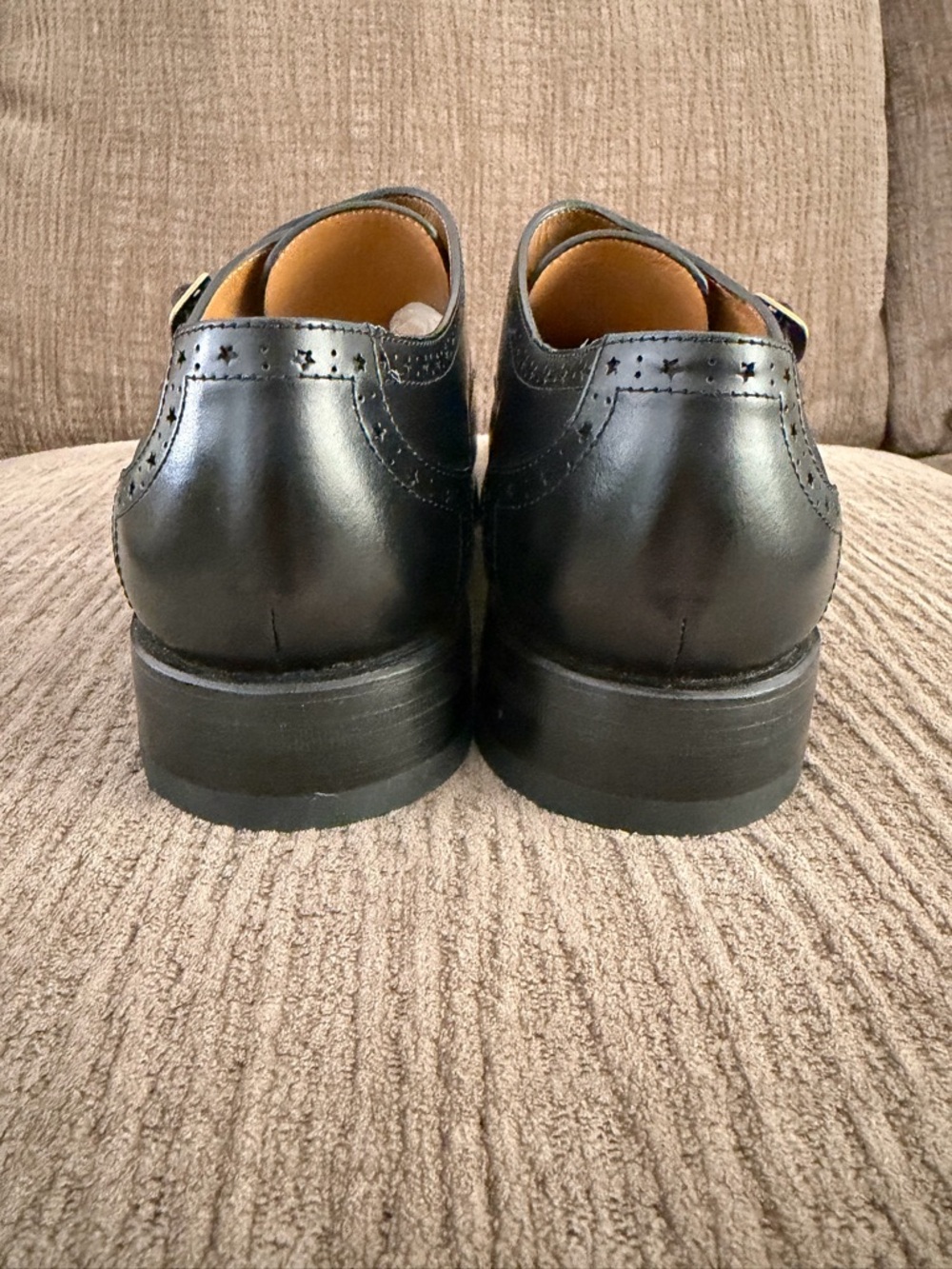 Gucci 739778 Double Monk Strap Black Leather Oxford Shoes Mens Size 10. - Picture 7 of 9